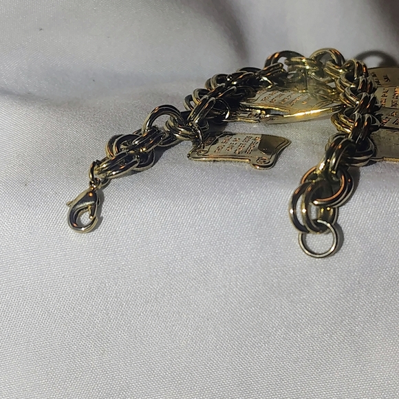Vintage Dangle Charm bracelet  Gold Ten Commandments Bible Old Testament - Picture 6 of 6